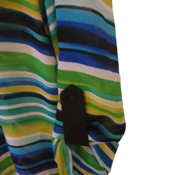 Sheer Multicolor Tunic Ashley Stewart V-Neck Button 3/4 Sleeve Plus Size 14/16 - Picture 6 of 8